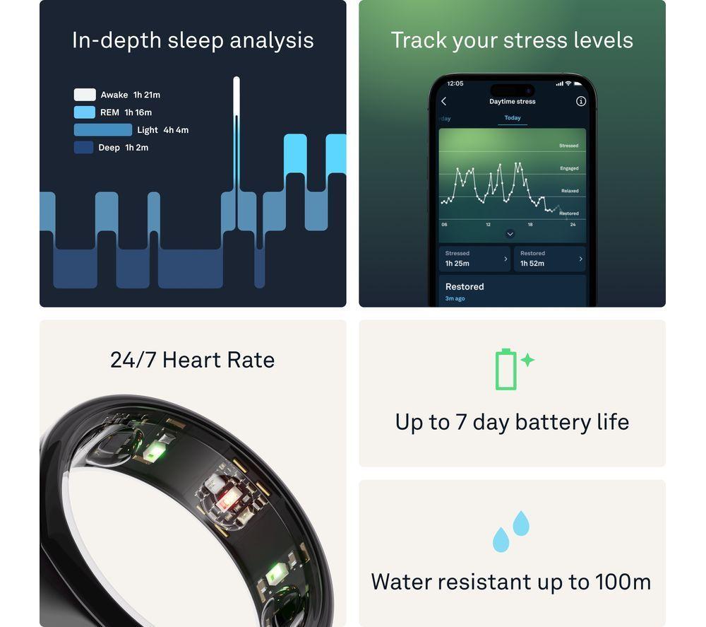 Buy OURA Ring Gen3 Heritage - Black, Size 8 | Currys