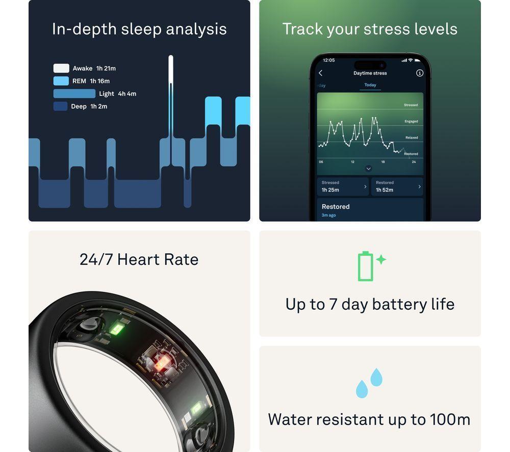 OURA Ring Gen3 Horizon - Stealth, Size 6 image number 4 of 10
