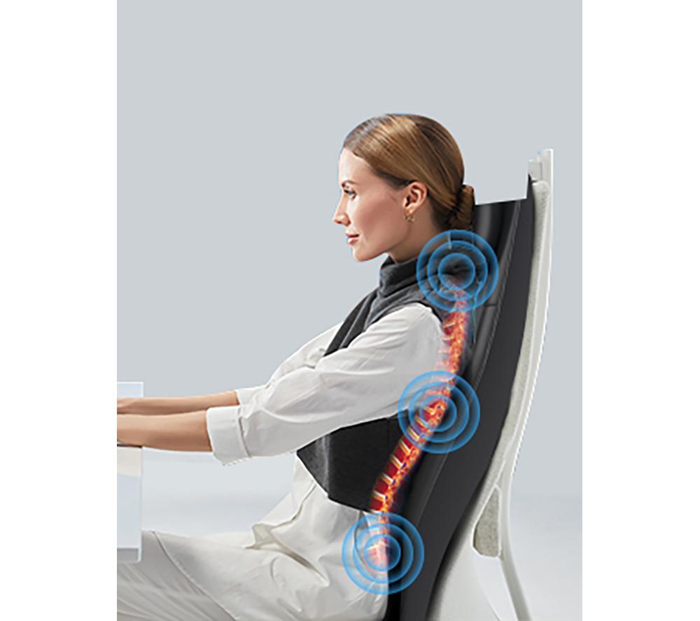 SHARPER IMAGE Shiatsu Back Massage Seat Topper - Cream & Brown image number 5 of 11