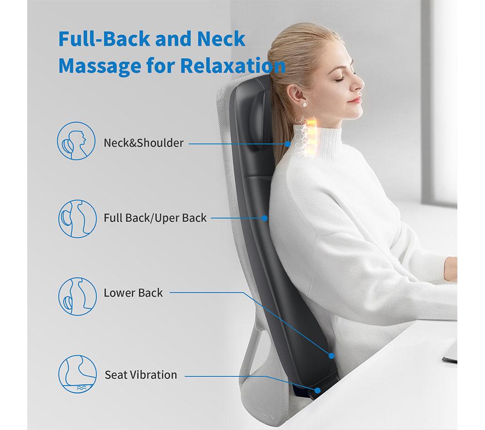SHARPER IMAGE Shiatsu Back Massage Seat Topper - Cream & Brown image number 9 of 11