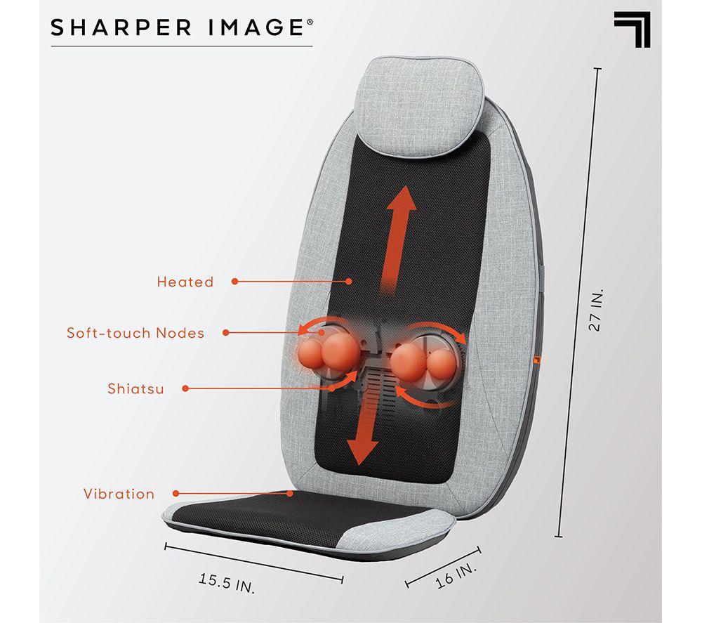SHARPER IMAGE Shiatsu Back Massage Seat Topper - Cream & Brown image number 10 of 11