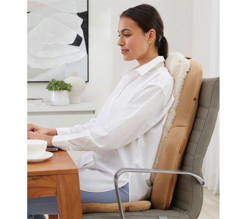 SHARPER IMAGE Shiatsu Back Massage Seat Topper - Cream & Brown image number 11 of 11