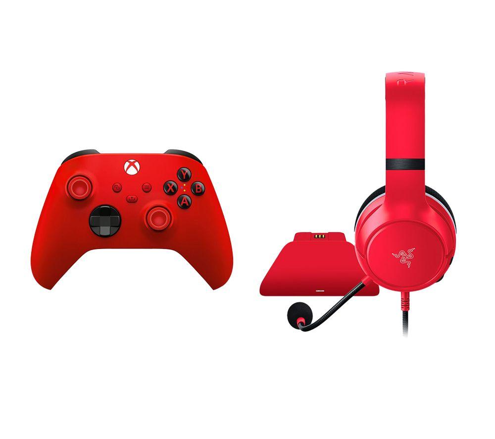 Razer Essential Duo Xbox Headset & Charging Stand Bundle  Pulse Red, Red
