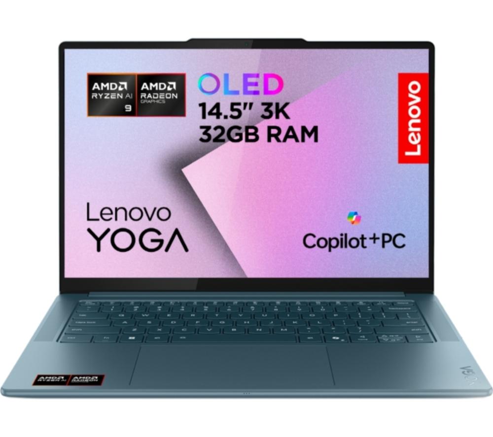 LENOVO Yoga Pro 7 14.5inch Laptop, Copilot PC - AMD Ryzen™ AI 9, 1 TB SSD, Tidal Teal