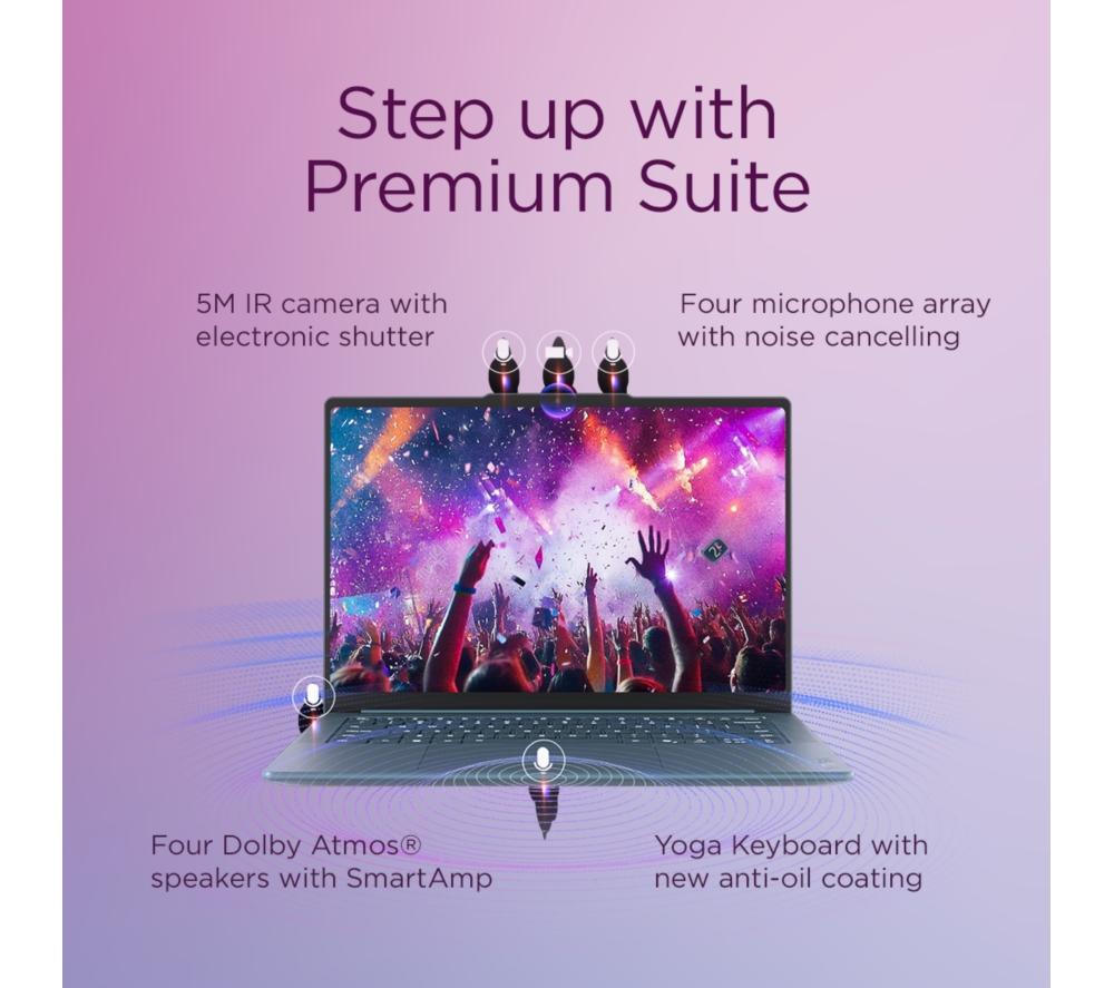 LENOVO Yoga Pro 7 14.5" Laptop, Copilot+ PC - AMD Ryzen AI 9, 1 TB SSD, Tidal Teal image number 6 of 9