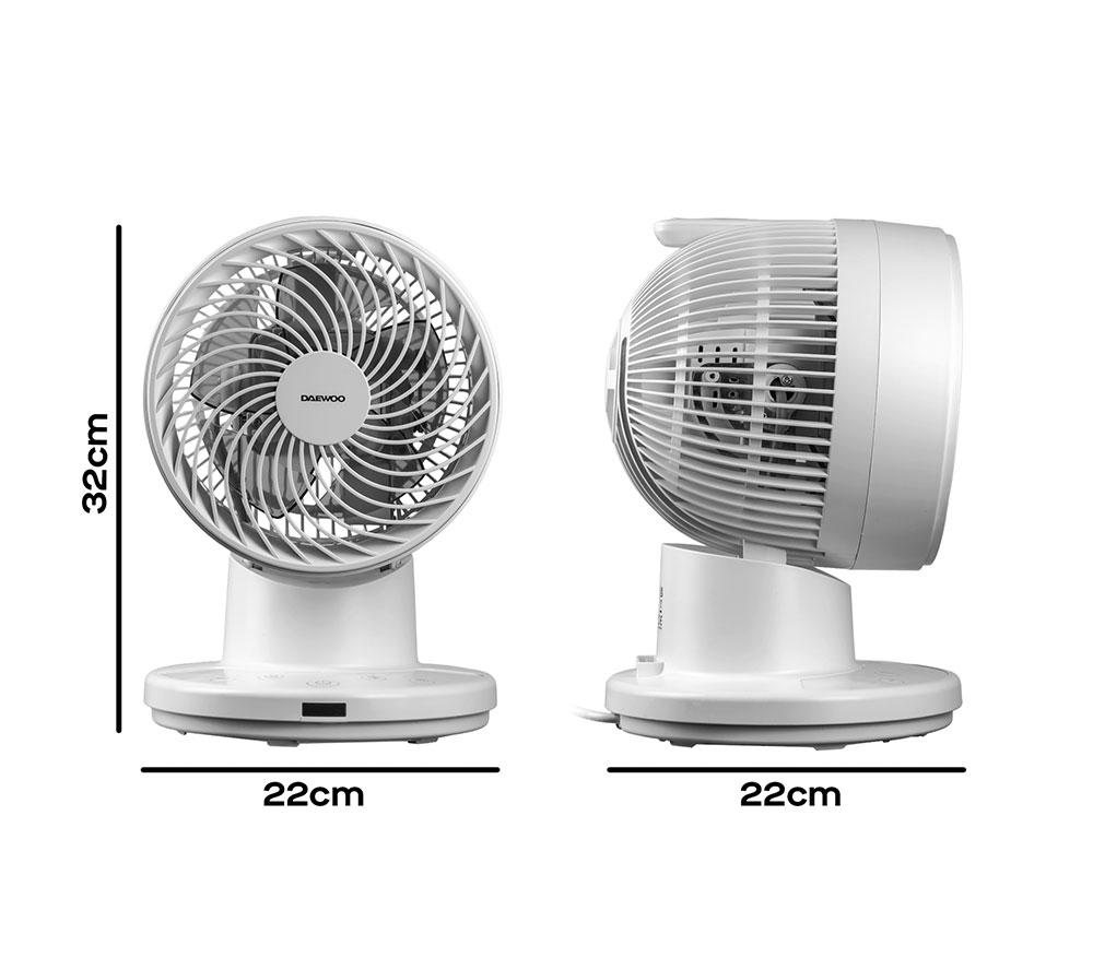DAEWOO COL1638GE Air Circulator Portable 8" Desk Fan - White image number 6 of 6