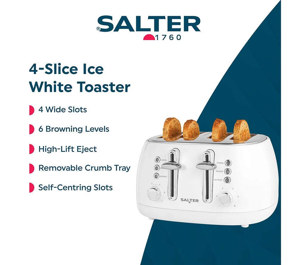 SALTER Boston EK6558MW 4-Slice Toaster - White image number 3 of 7