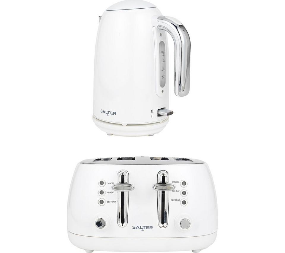 SALTER COMBO-9765 Boston Jug Kettle & 4-Slice Toaster Bundle - White