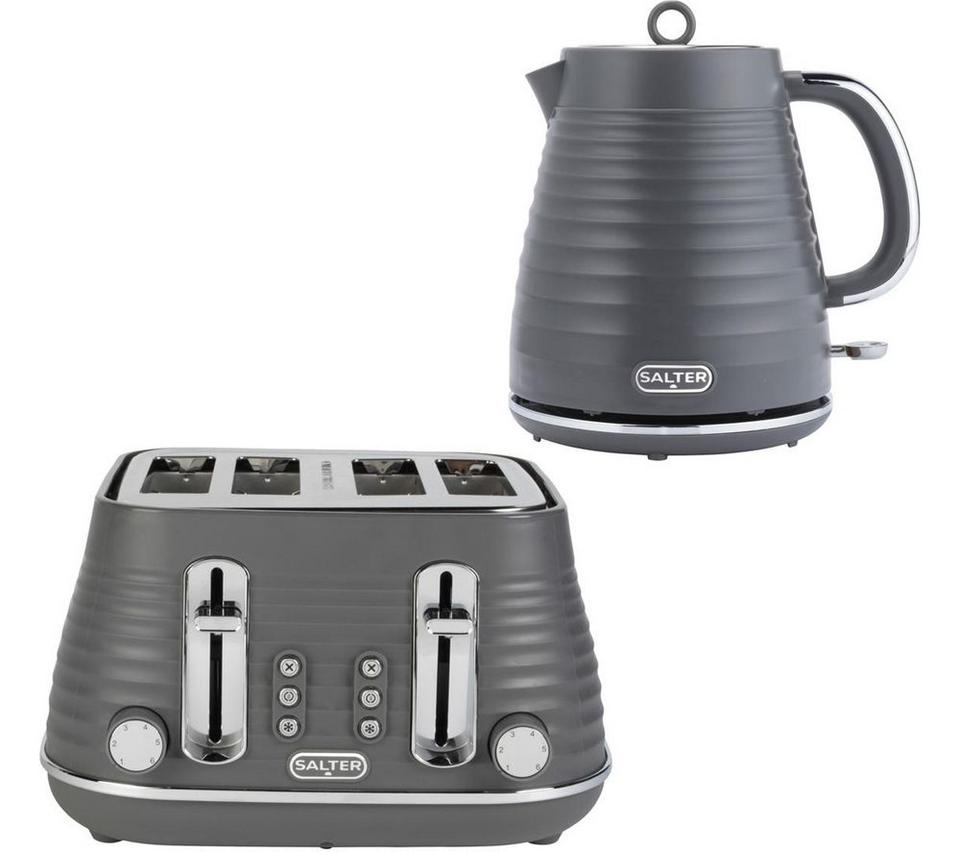 SALTER COMBO-9412 Ripple Jug Kettle & 4-Slice Toaster Bundle - Grey