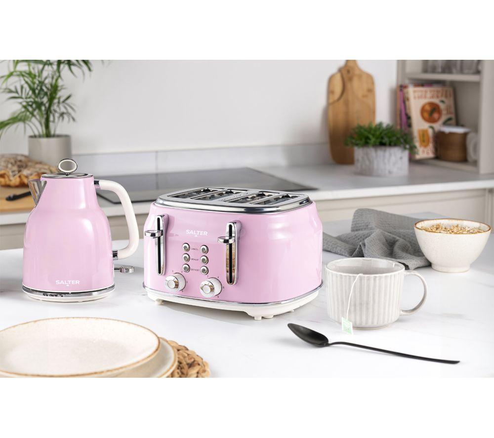 SALTER Retro Combo-9362 4-slice Toaster, Jug Kettle & Solo Microwave Bundle - Pink image number 4 of 5