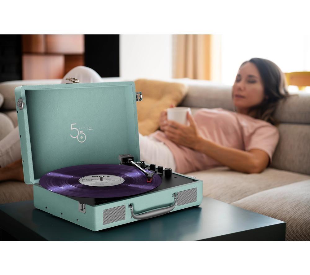 MIXX Revival 55 MRRP-55-GR-491 Belt Drive Bluetooth Turntable - Mint Green image number 5 of 6