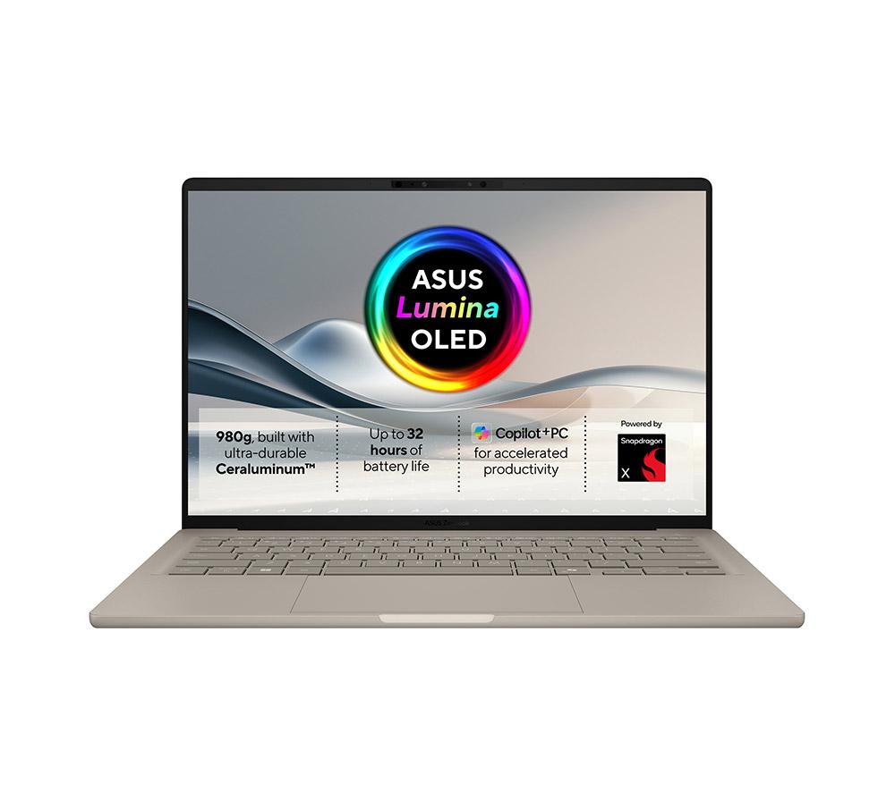 ASUS Zenbook A14 UX3407QA 14inch Laptop, Copilot PC   Snapdragon X, 512 GB SSD, Beige