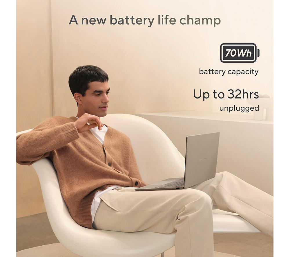 ASUS Zenbook A14 UX3407QA 14" Laptop, Copilot+ PC – Snapdragon X, 512 GB SSD, Beige