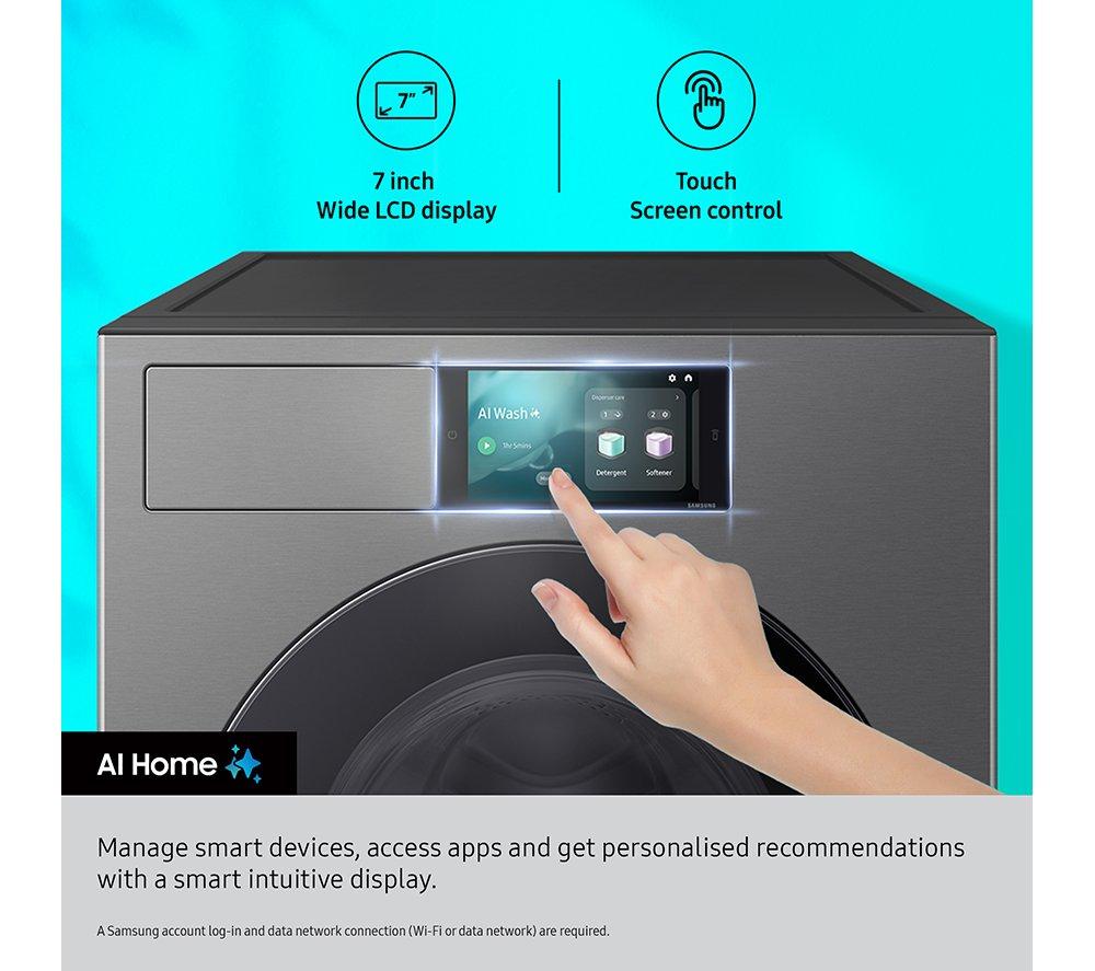 SAMSUNG Series 9 AI Home AI Energy WF90F09C4SU1 WiFi-enabled 9kg 1400 Spin Smart Washing Machine - Dark Silver image number 7 of 15
