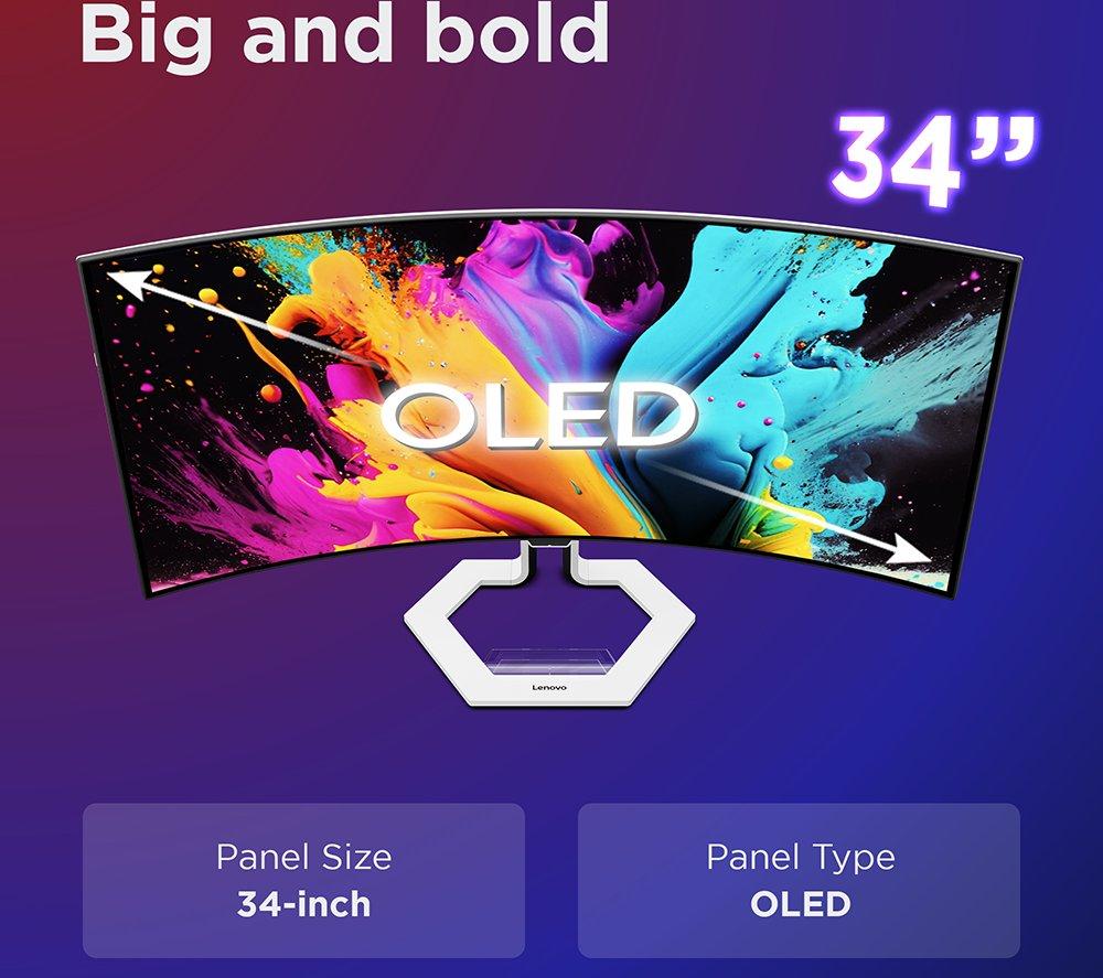 LENOVO Legion Pro 34WD-10 Quad HD 34" OLED Gaming Monitor - White image number 8 of 11