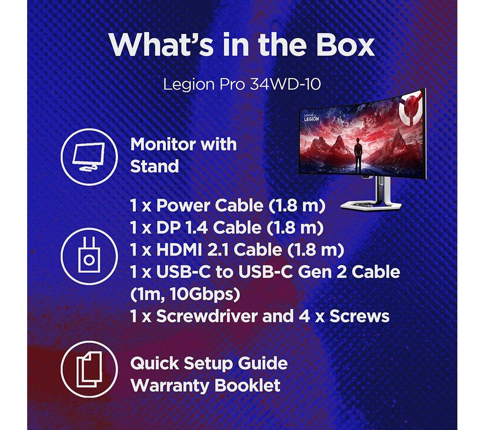 LENOVO Legion Pro 34WD-10 Quad HD 34" OLED Gaming Monitor - White image number 11 of 11