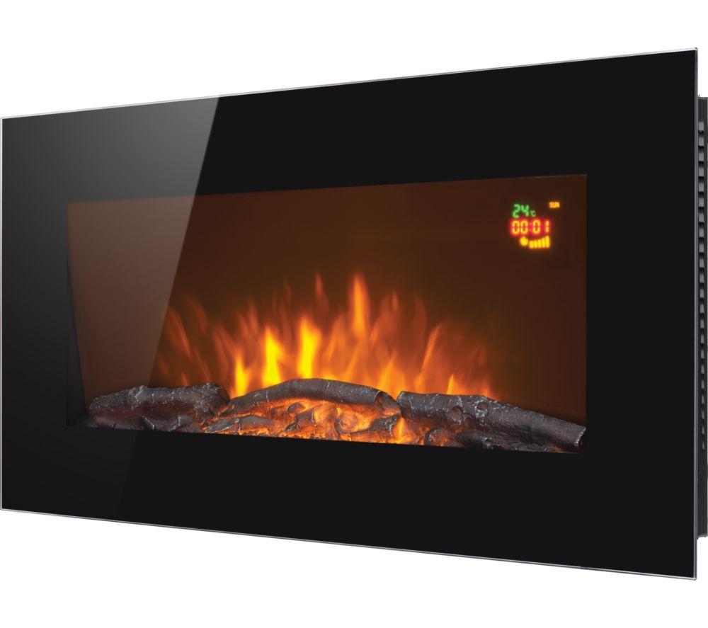LOGIK L28WMEF25 Wall Mounted Electric Fireplace - Black image number 2 of 5
