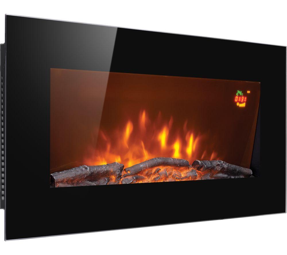 LOGIK L28WMEF25 Wall Mounted Electric Fireplace - Black image number 3 of 5