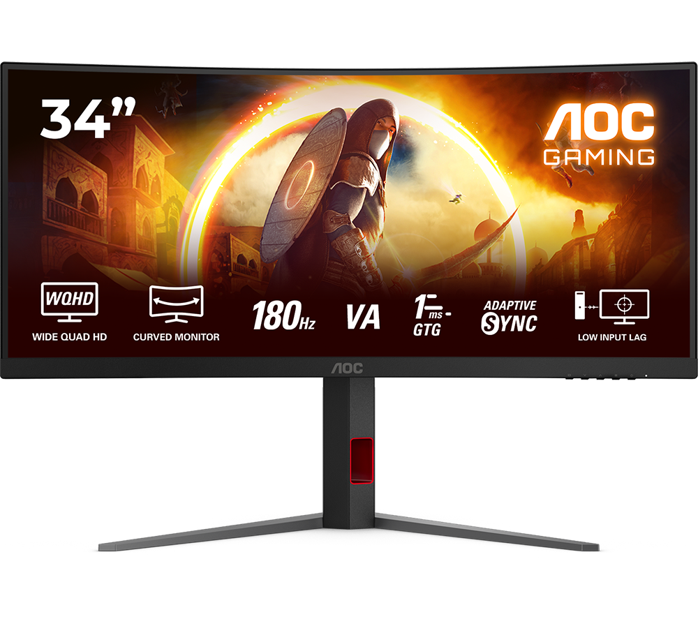 AOC CU34G4 Wide Quad HD 34" Curved VA Gaming Monitor - Black