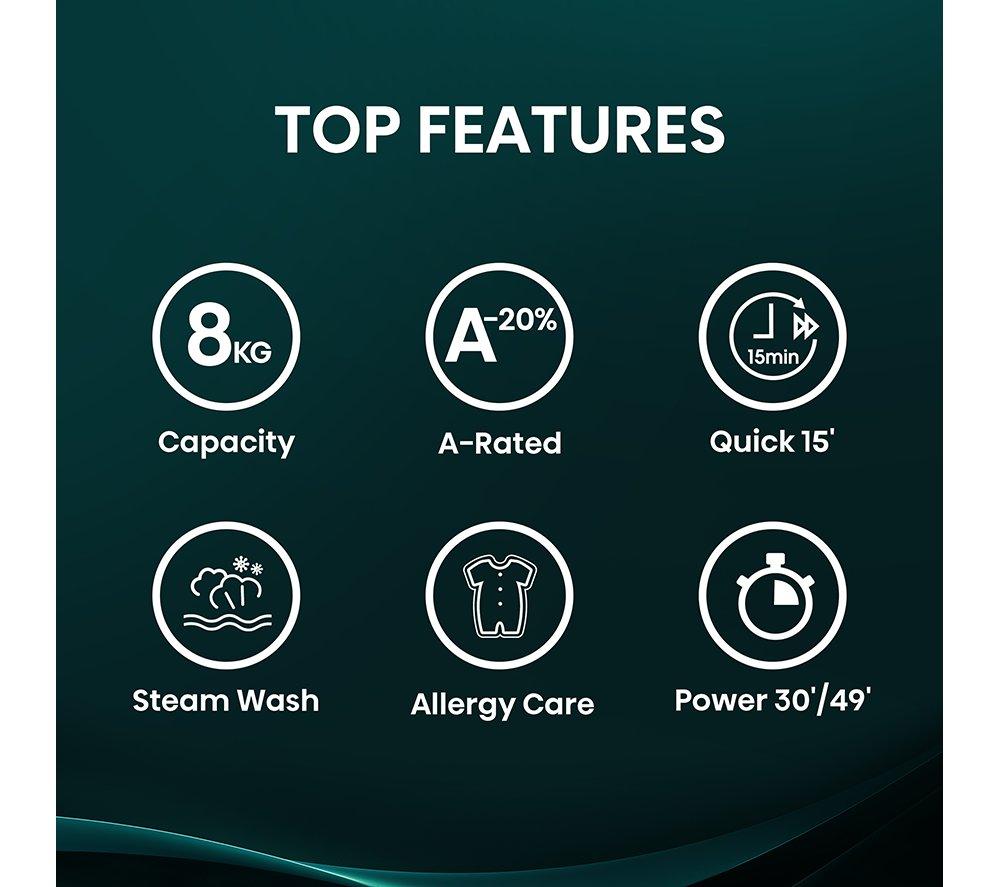 HISENSE 1 Series WF1Q8041BW 8 kg 1400 Spin Washing Machine - White image number 2 of 17