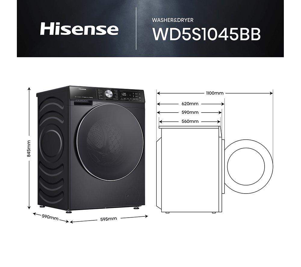 HISENSE 5S Series Auto Dosing WD5S1045BB WiFi-enabled 10.5 kg Washer Dryer - Black image number 12 of 14