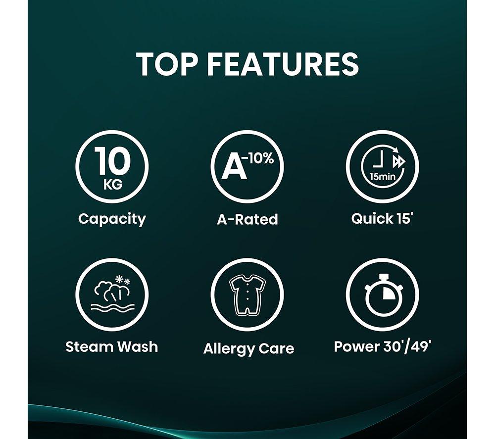 HISENSE 1 Series WF1Q1041BW 10 kg 1400 Spin Washing Machine - White image number 2 of 17