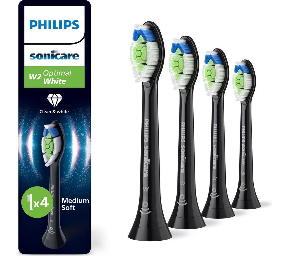 PHILIPS Sonicare HX6064/88 W2 Optimal White Toothbrush Heads - Pack of 4, Black image number 2 of 2