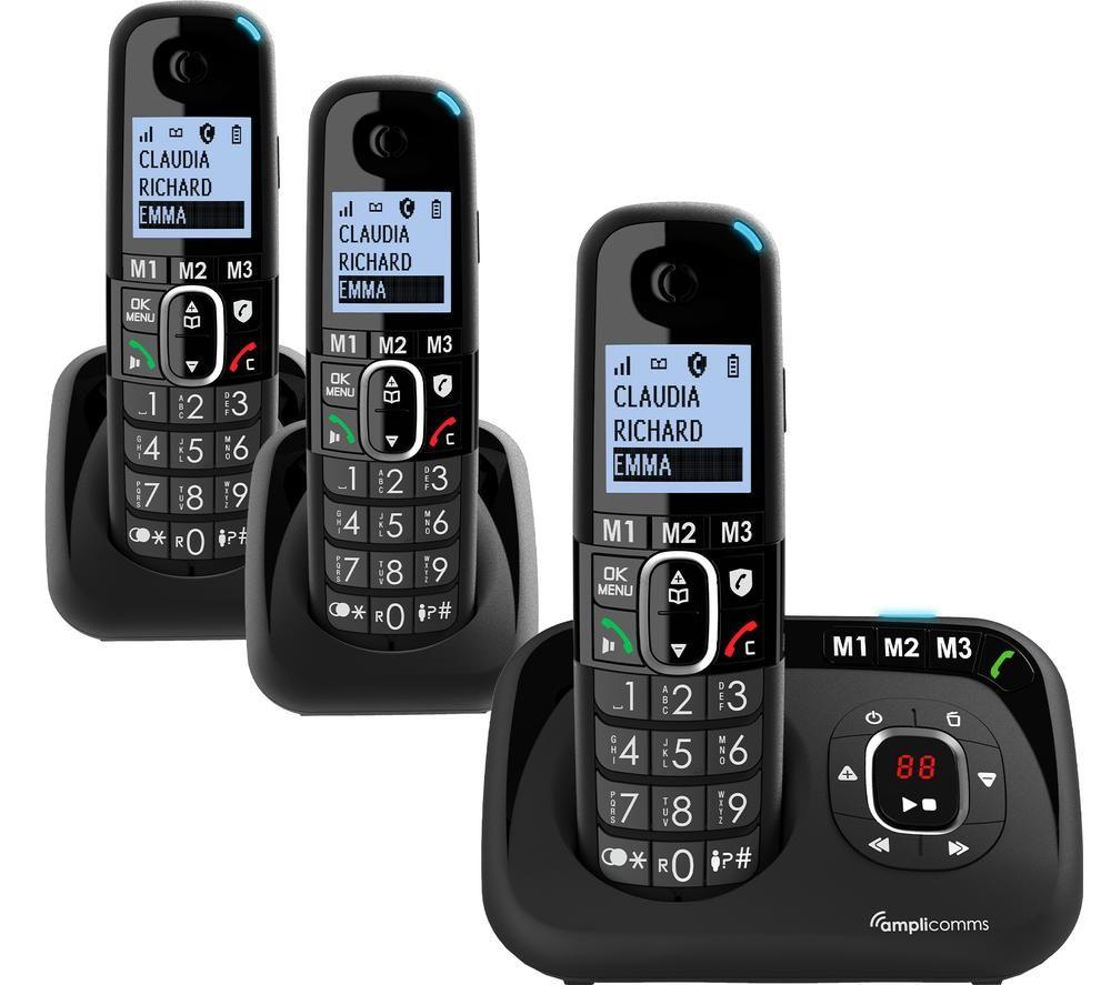 AMPLICOMMS BigTel 1583 Cordless Phone - Triple Phone, Black image number 5 of 6