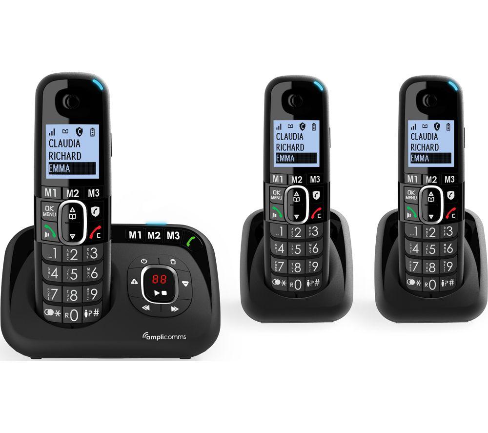 AMPLICOMMS BigTel 1583 Cordless Phone - Triple Phone, Black image number 6 of 6