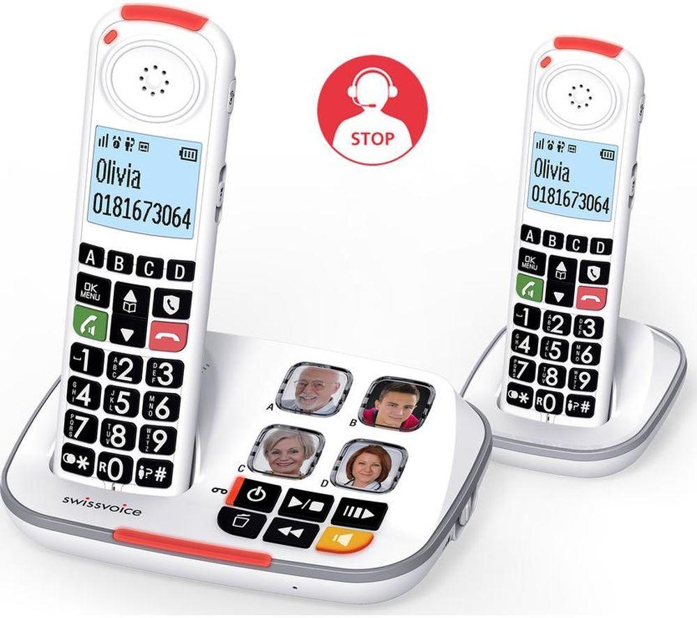 SWISSVOICE Xtra 2355 Duo Cordless Phone - Twin Handsets, White image number 2 of 5