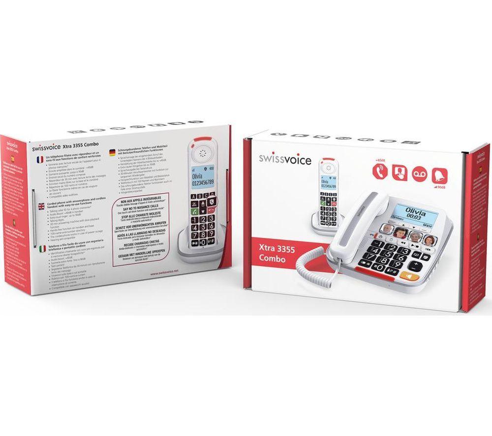 SWISSVOICE Xtra 3355 Combo Home Phone - Twin Handsets, White image number 3 of 5