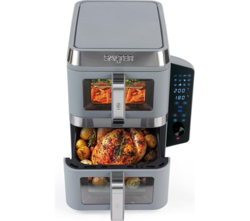 Salter Verticook View Ek6661 9L Dual Air Fryer - Grey, Silver/Grey