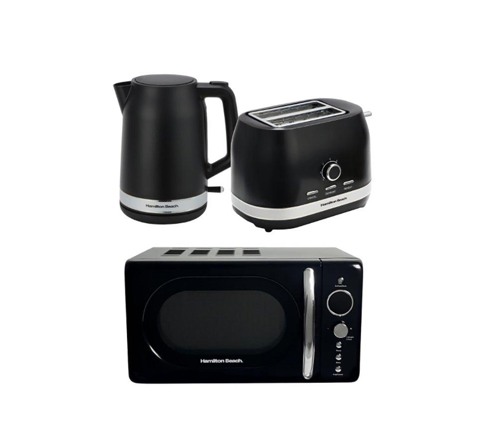 Hamilton Beach Ella Compact Solo Microwave, Electric Kettle & 2-Slice Toaster Set - Black