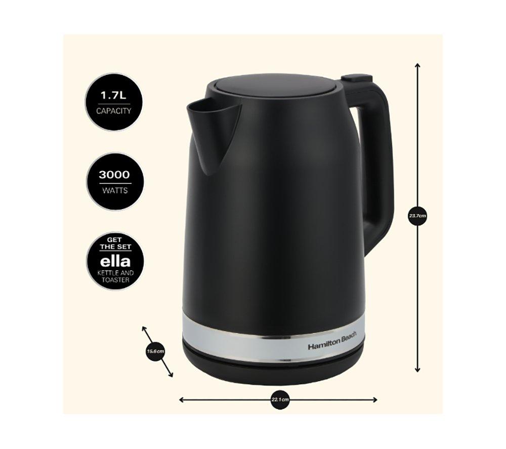 HAMILTON BEACH Ella Compact Solo Microwave, Electric Kettle & 2-Slice Toaster Set - Black image number 6 of 22