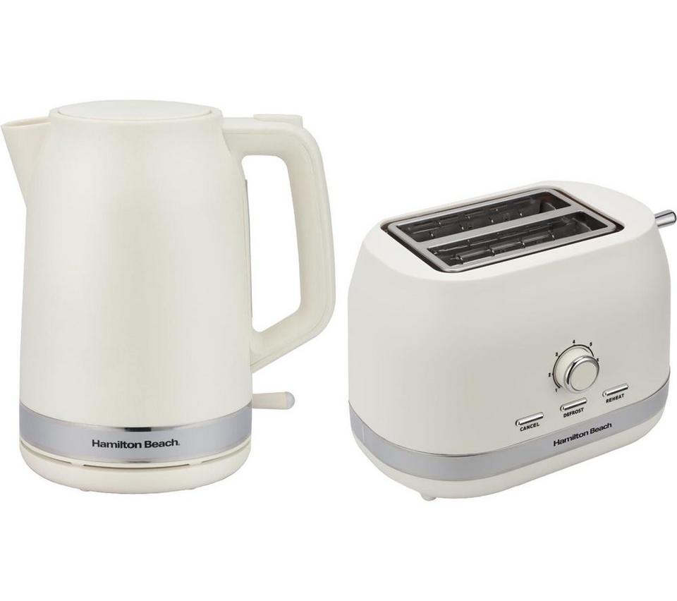 HAMILTON BEACH Ella Breakfast Jug Kettle & 2-Slice Toaster Bundle - Latte Cream