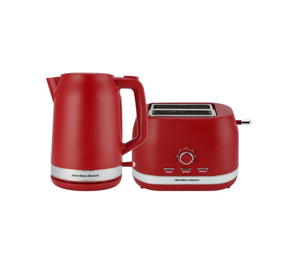 Hamilton Beach Ella Breakfast Jug Kettle & 2-Slice Toaster Bundle - Red, Red