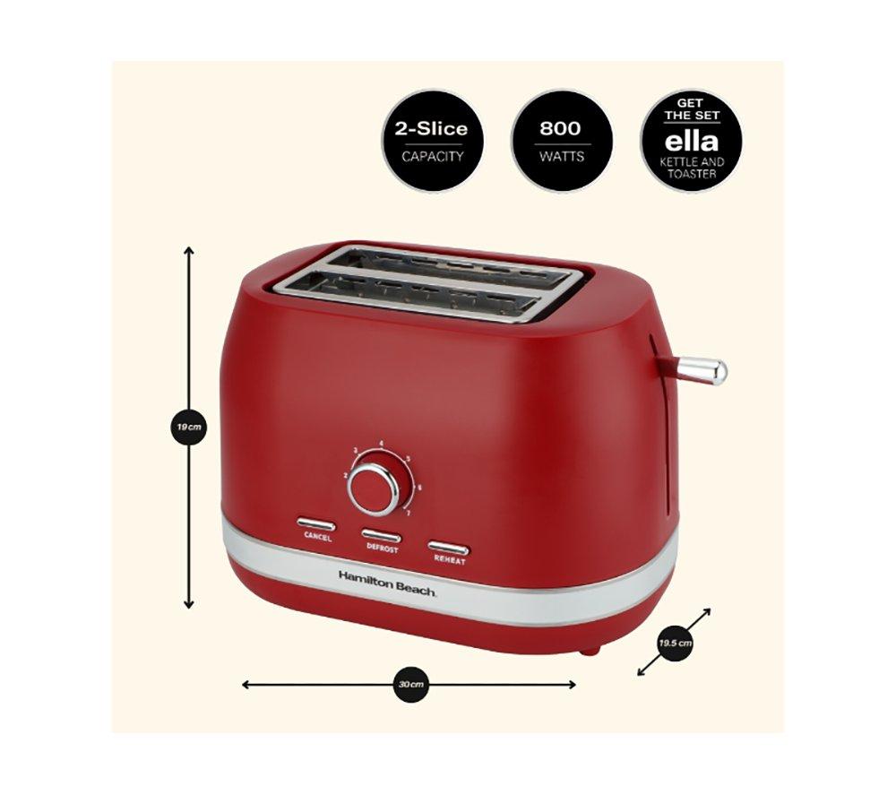 HAMILTON BEACH Ella Breakfast Jug Kettle & 2-Slice Toaster Bundle - Red image number 7 of 15