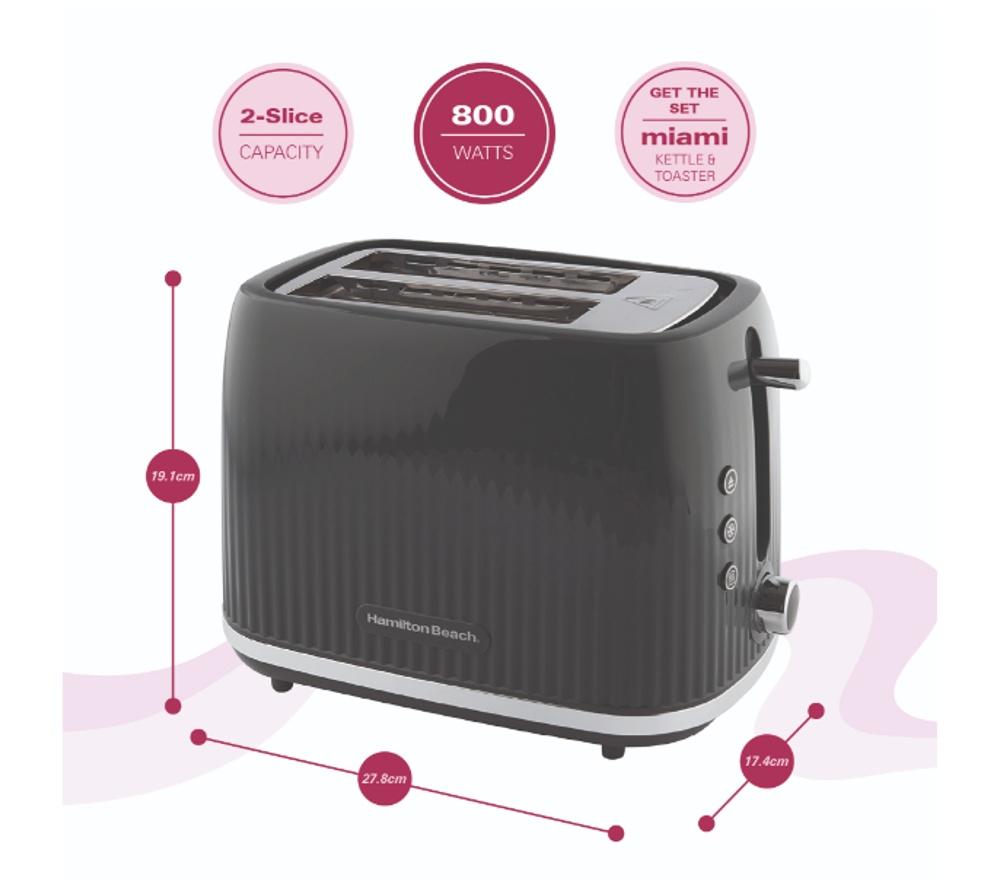 HAMILTON BEACH Miami HBMIACH Jug Kettle & 2-Slice Toaster Bundle - Charcoal Grey image number 7 of 7