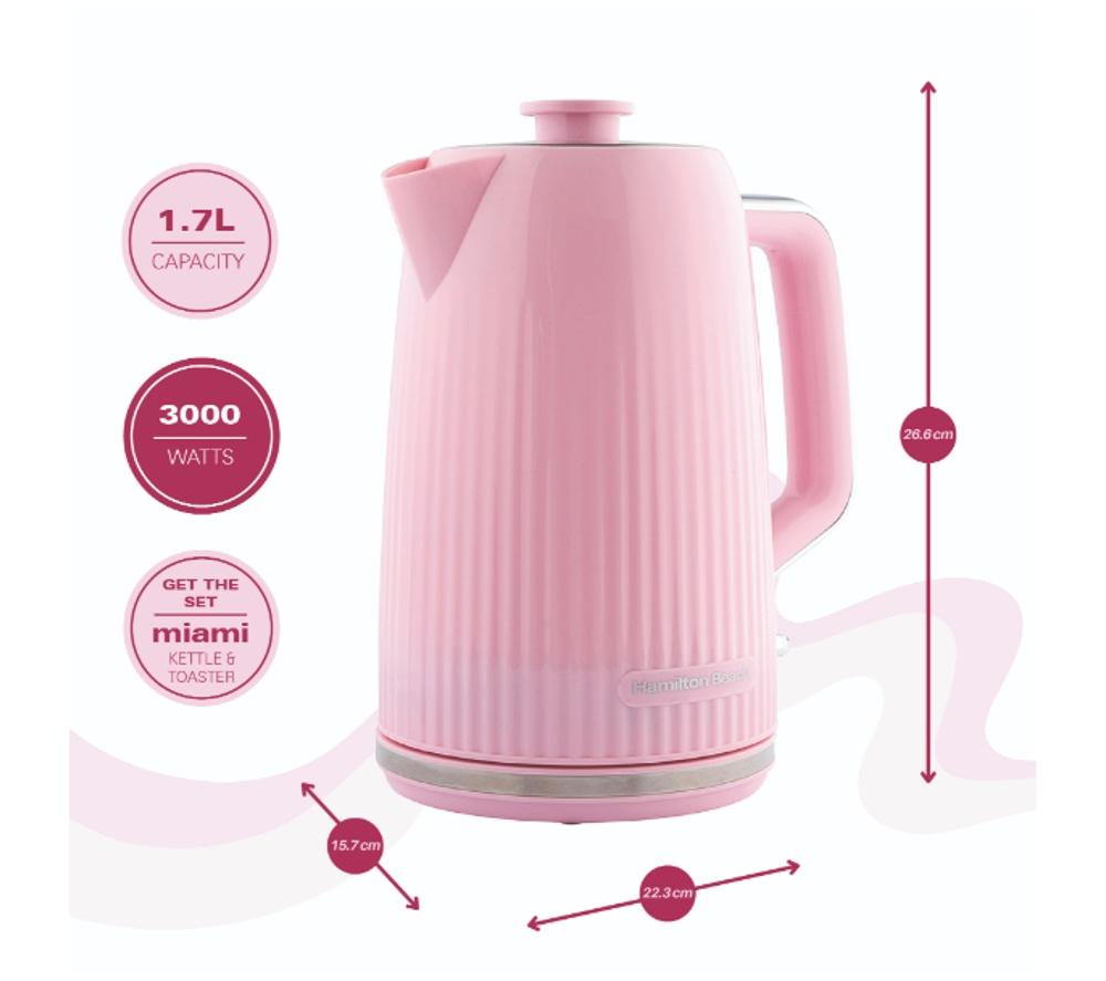 HAMILTON BEACH Miami HBMIAF Jug Kettle & 2-Slice Toaster Bundle - Flamingo Pink image number 6 of 7