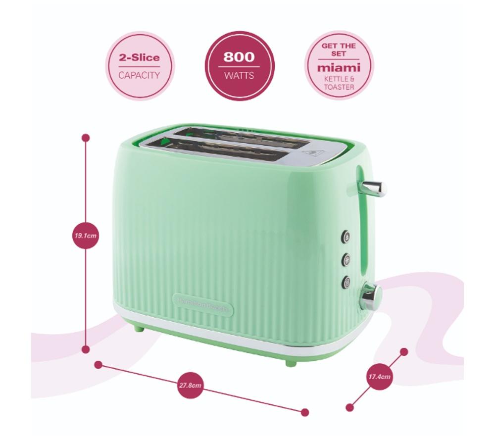 HAMILTON BEACH Miami HBMIAM Jug Kettle & 2-Slice Toaster Bundle - Mojito Mint image number 6 of 6