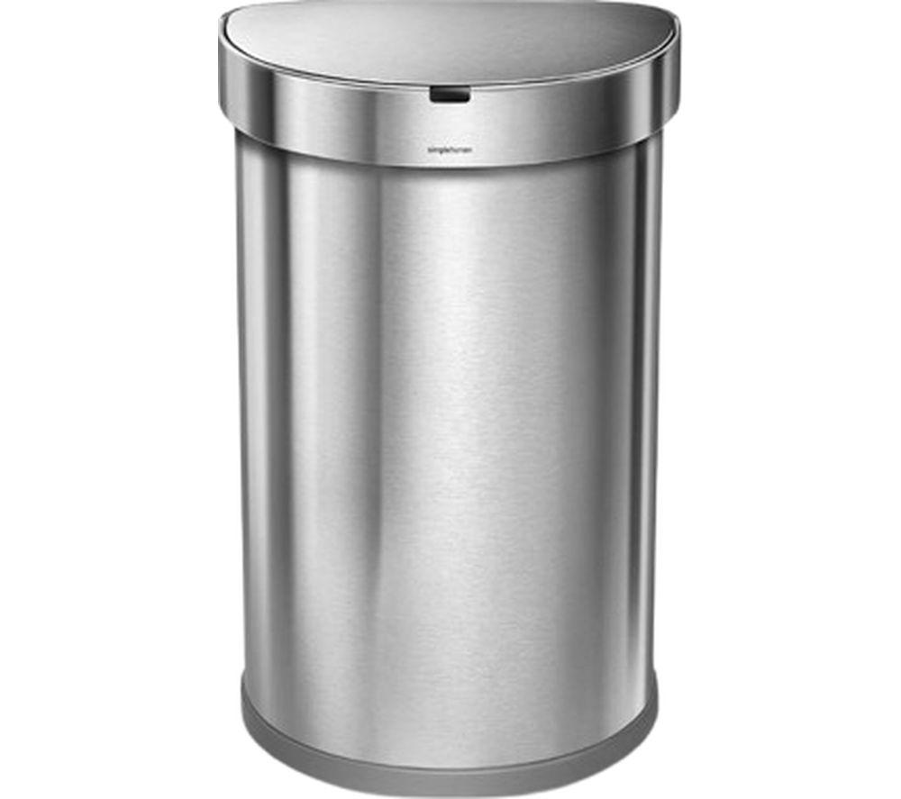 Simplehuman St2200 45-Litre Semi-Round Bin - Brushed Steel, Brushed Steel