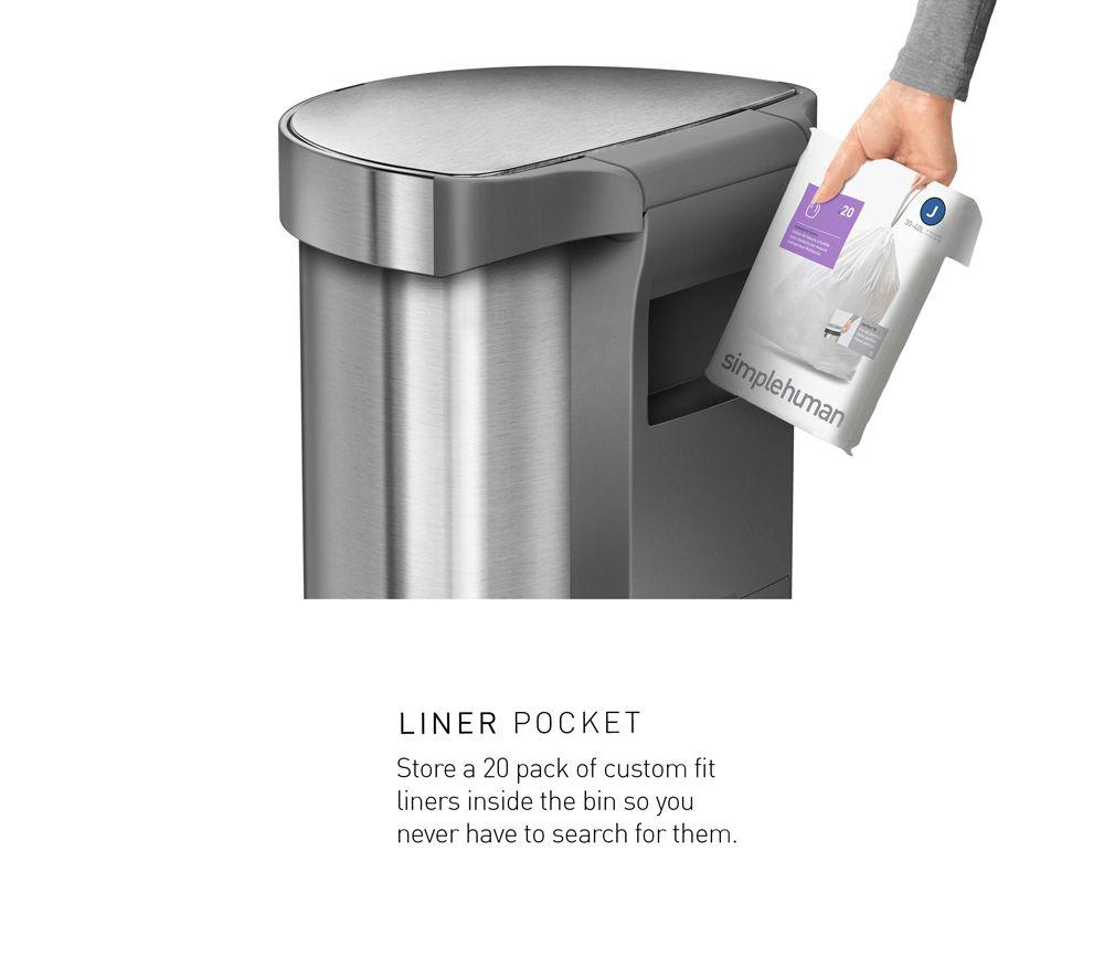 SIMPLEHUMAN ST2200 45-litre Semi-Round Bin - Brushed Steel image number 5 of 12