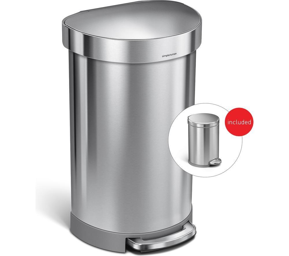 SIMPLEHUMAN ST2200 45-litre Semi-Round Bin - Brushed Steel image number 12 of 12