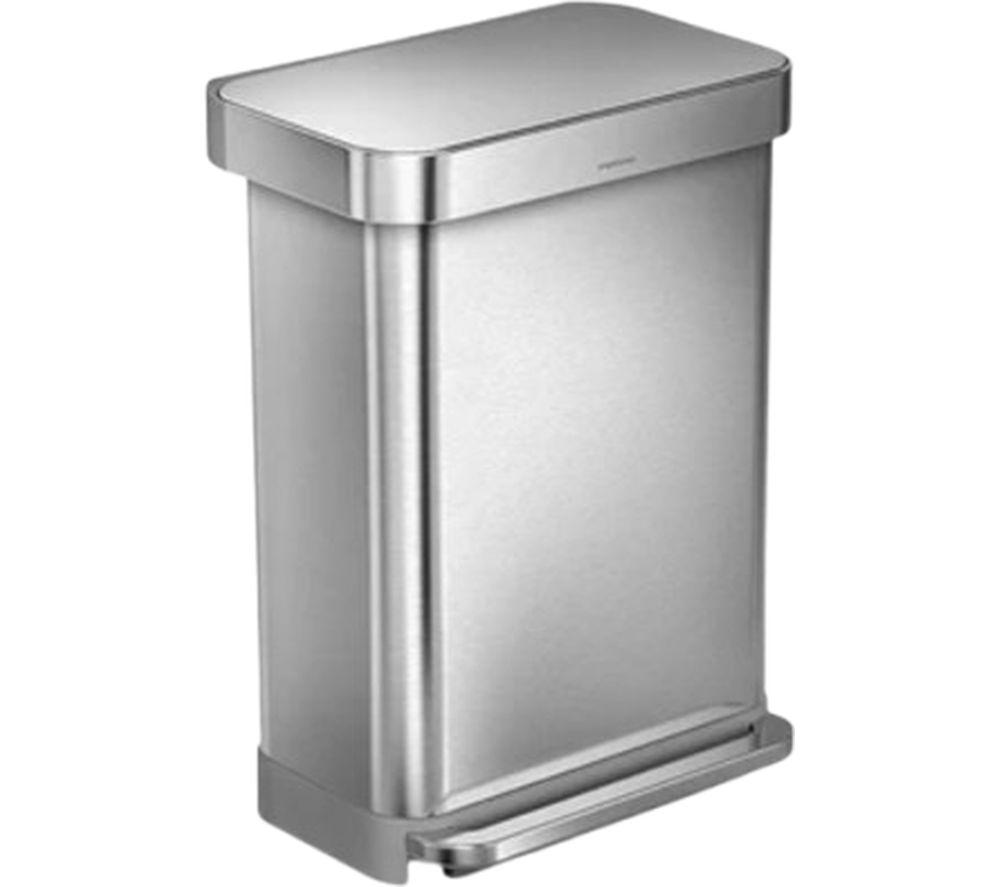 SIMPLEHUMAN CW2203 55-litre Rectangular Pedal Bin - Stainless Steel image number 2 of 9