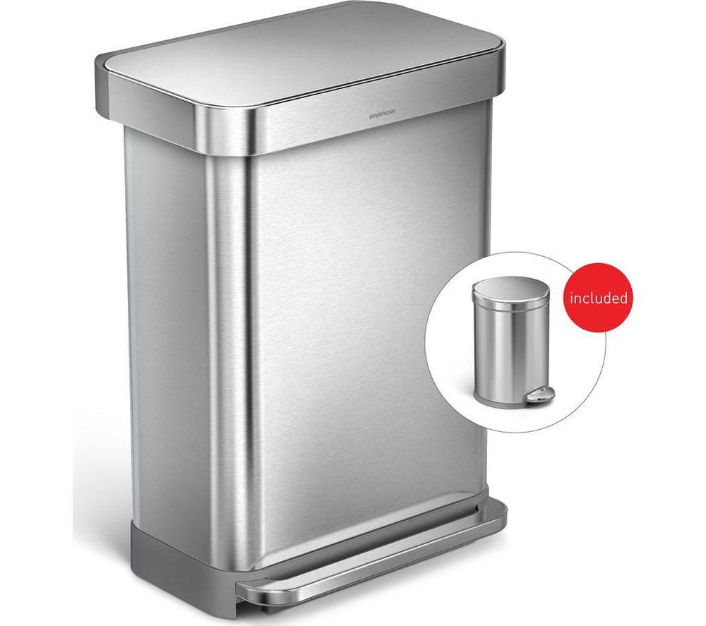 SIMPLEHUMAN CW2203 55-litre Rectangular Pedal Bin - Stainless Steel image number 3 of 9