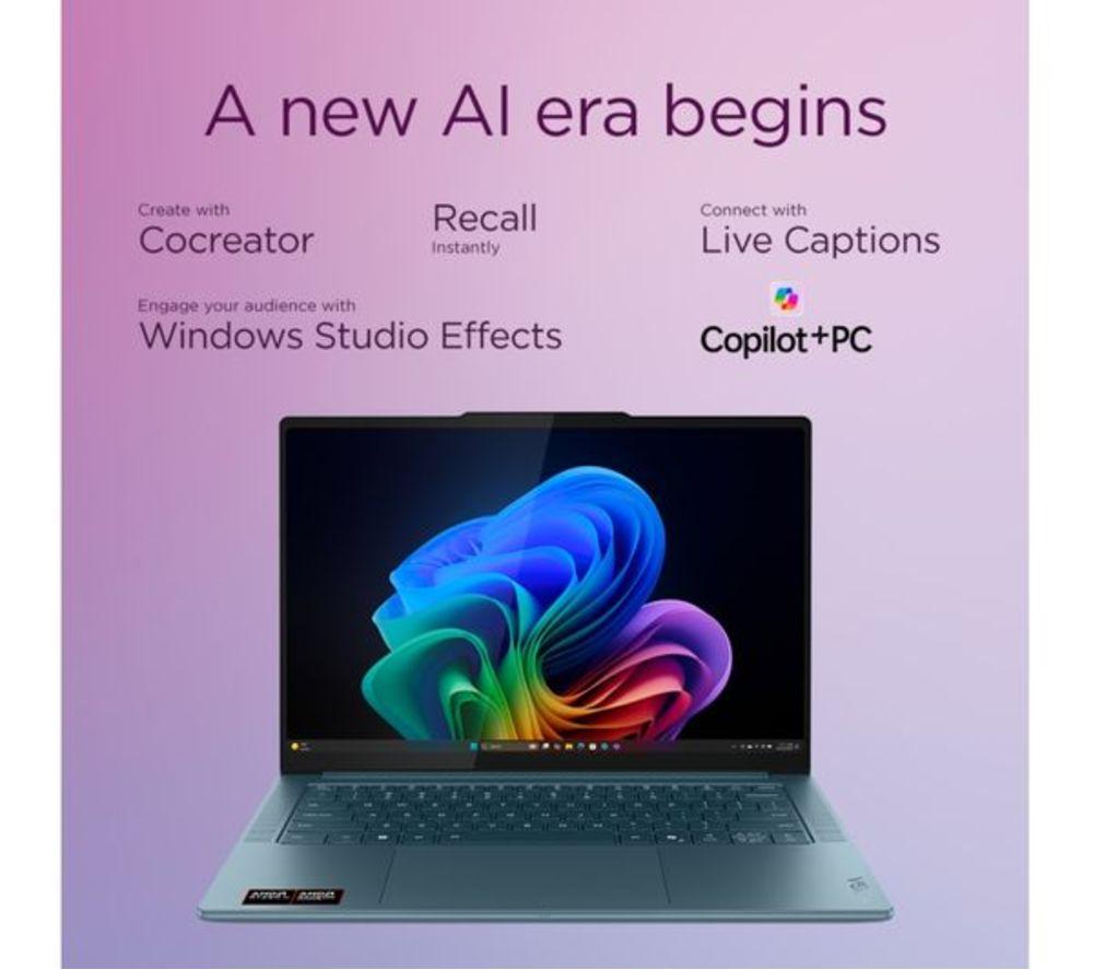 LENOVO Yoga Pro 7 14.5" Refurbished Laptop, Copilot+ PC - AMD Ryzen AI 9, 1 TB SSD, Tidal Teal (Excellent Condition) image number 10 of 11