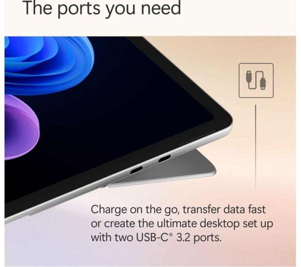 MICROSOFT 12" Surface Pro, Copilot+ PC - Snapdragon X Plus, 512 GB SSD, Platinum