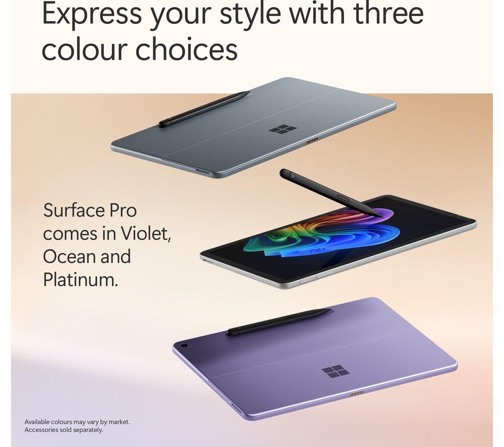 MICROSOFT 12" Surface Pro, Copilot+ PC - Snapdragon X Plus, 256 GB SSD, Platinum