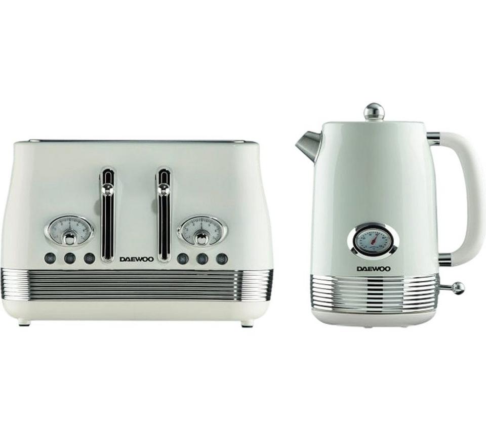 DAEWOO Denver SDA2845GE Jug Kettle & 4-Slice Toaster Bundle - Buttermilk