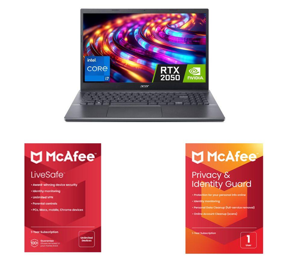 ACER Aspire 5 15.6″ Laptop, LiveSafe (unlimited devices) & Privacy & Identity Guard Bundle (1 user) (1 year) Bundle – Intel® Core™ i7, 1 TB SSD, Grey